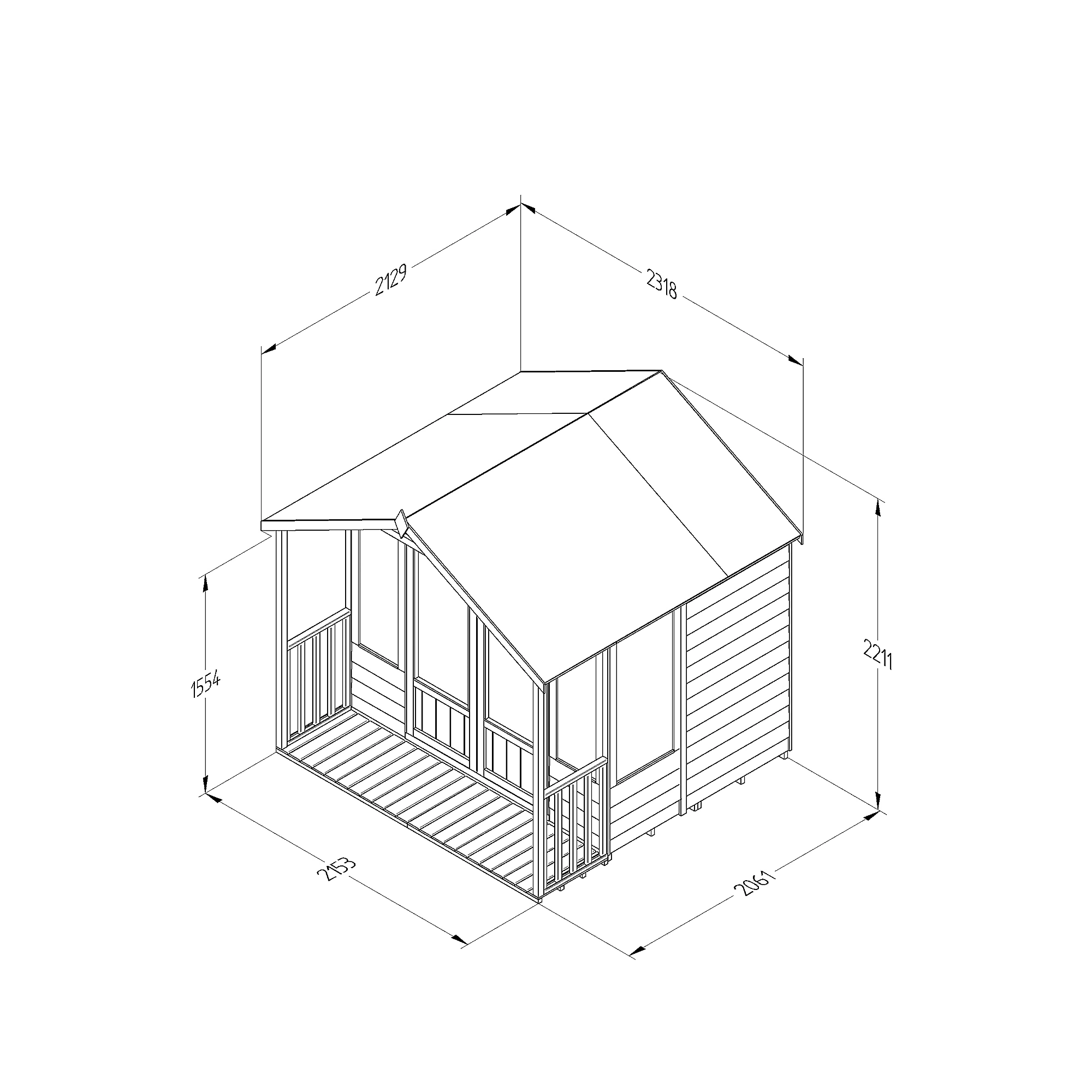 Forest Garden Oakley 7x7 Apex Overlap Solid Wood Summer House With Double Door (Base Included) 4 Forest Garden Oakley 7x7 Apex Overlap Solid Wood Summer House With Double Door (Base Included) - Image 4