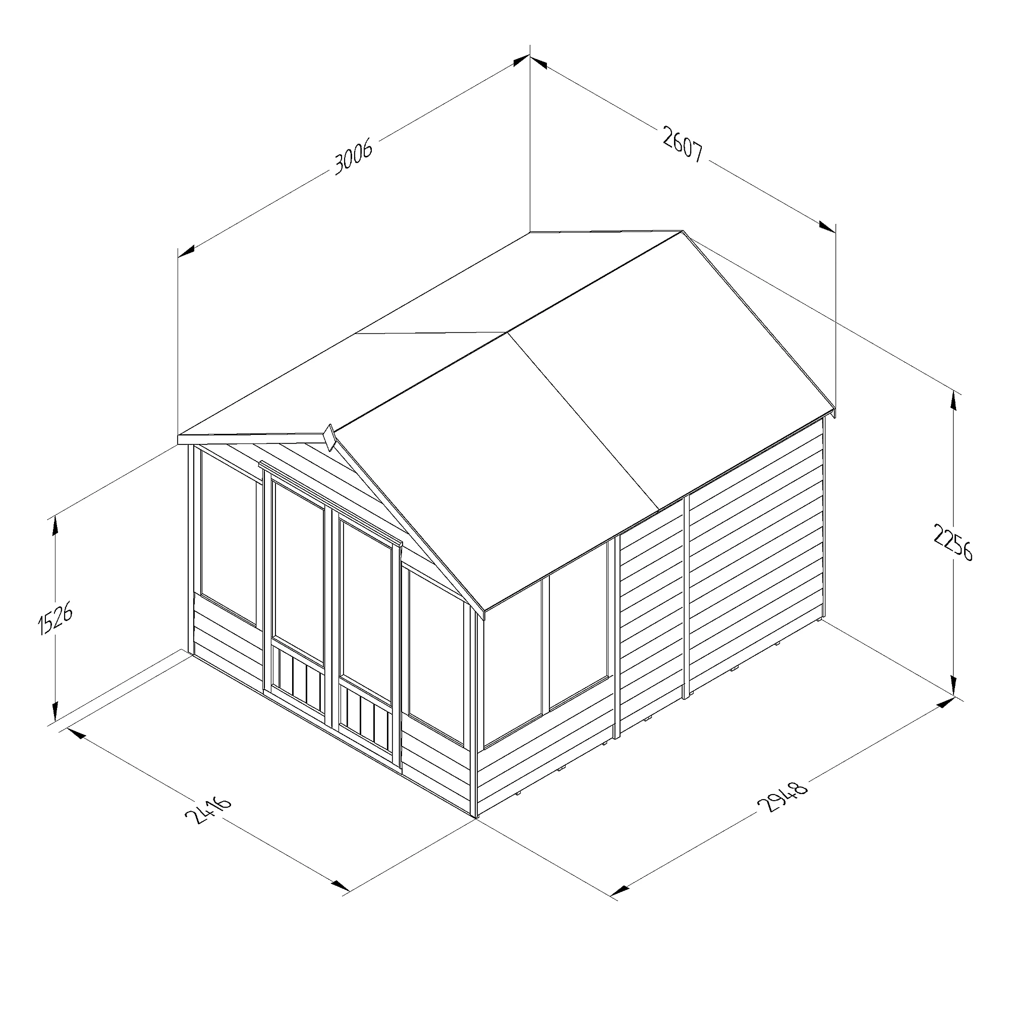 Forest Garden Oakley 8x10 Apex Overlap Solid Wood Summer House With Double Door 5 Forest Garden Oakley 8x10 Apex Overlap Solid Wood Summer House With Double Door - Image 5