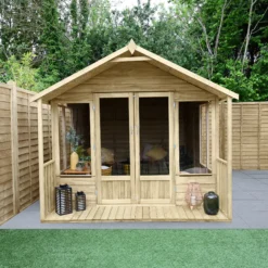 Forest Garden Oakley 8x12 Apex Overlap Solid Wood Summer House With Double Door -Plant Garden World forest garden oakley 8x12 apex overlap solid wood summer house with double door5013053188828 01i bq
