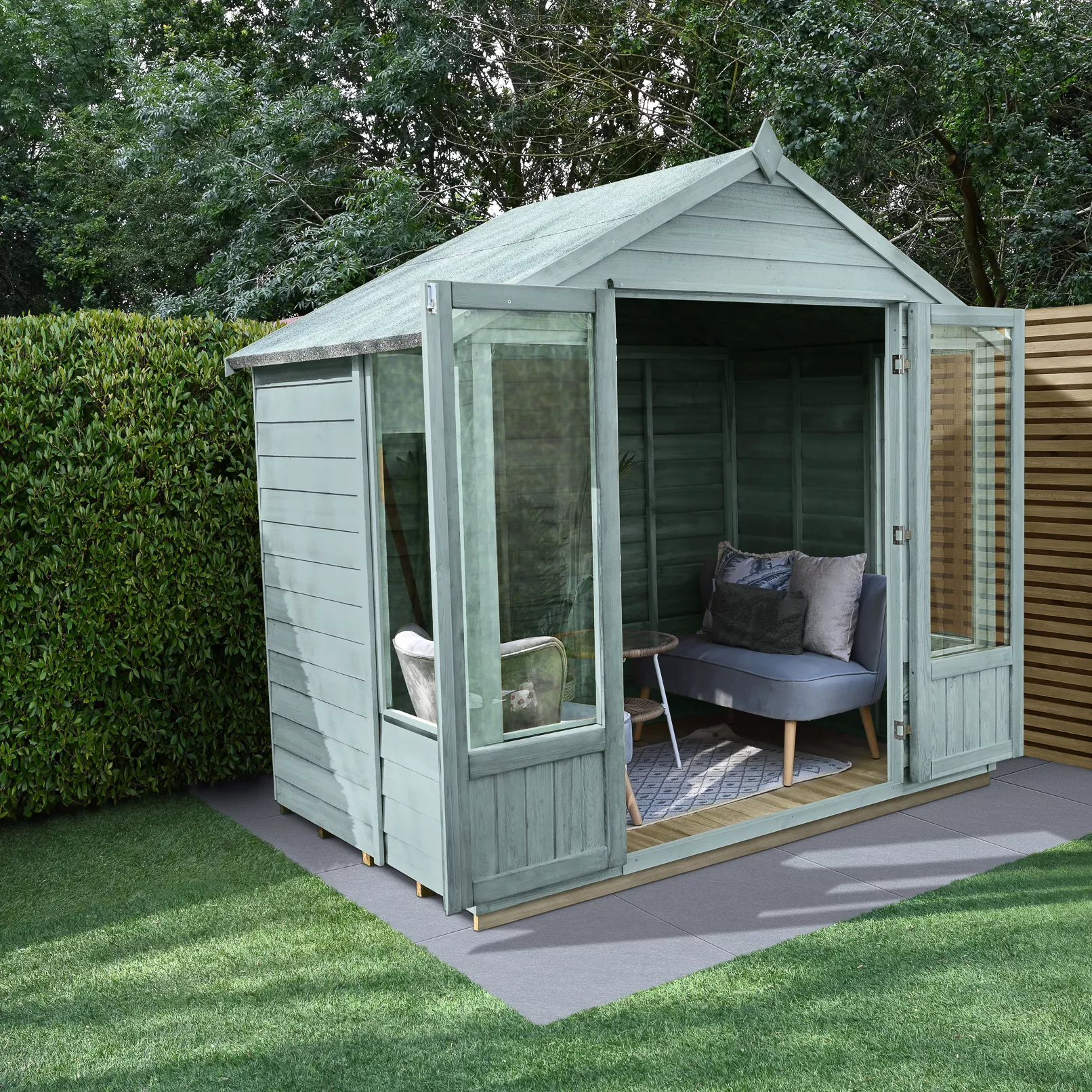 Forest Garden Oakley 8x6 Apex Overlap Solid Wood Summer House With Double Door 3 Forest Garden Oakley 8x6 Apex Overlap Solid Wood Summer House With Double Door - Image 3