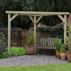 Forest Garden Slatted Corner Pergola, (H)2130mm (W)1470mm -Plant Garden World forest garden slatted corner pergola h 2130mm w 1470mm5013053183199 02i bq