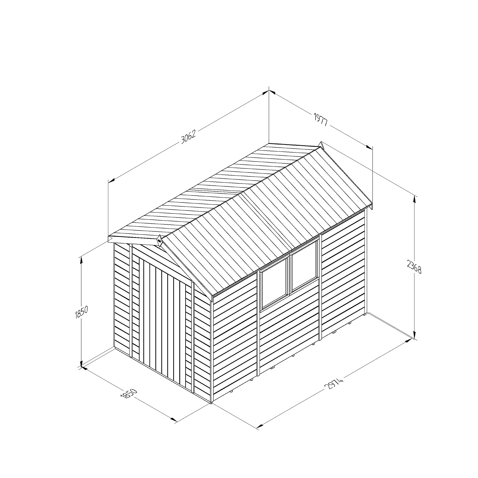 Forest Garden Timberdale 10x6 Ft Apex Tongue & Groove Wooden Shed With Floor (Base Included) 3 Forest Garden Timberdale 10x6 Ft Apex Tongue & Groove Wooden Shed With Floor (Base Included) - Image 3