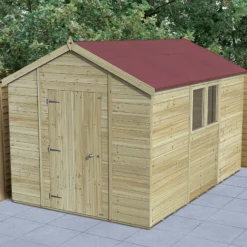 Forest Garden Timberdale 12x8 Ft Apex Tongue & Groove Wooden Shed With Floor (Base Included)