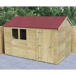 Forest Garden Timberdale 12x8 Ft Reverse Apex Tongue & Groove Wooden Shed With Floor