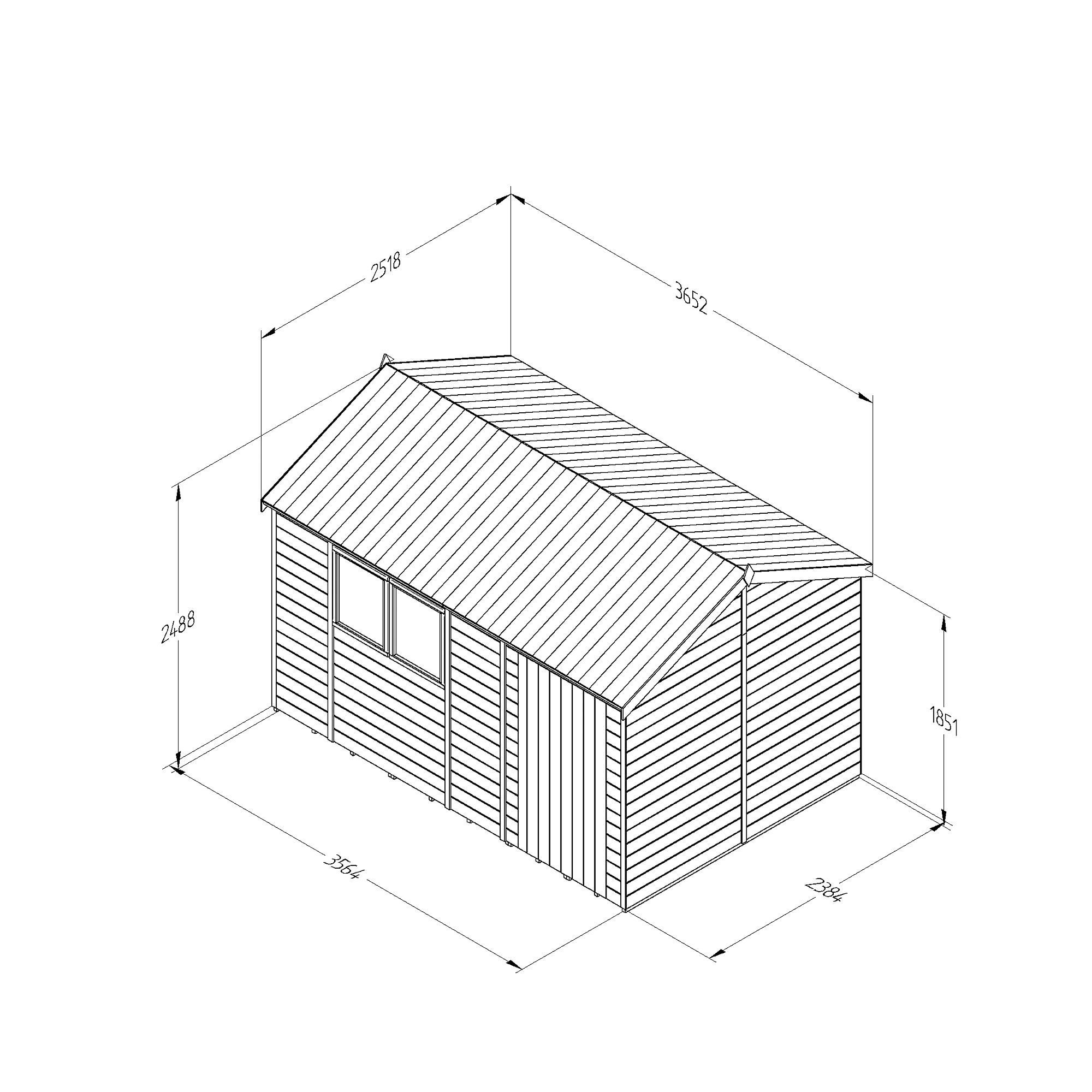Forest Garden Timberdale 12x8 Ft Reverse Apex Tongue & Groove Wooden Shed With Floor 3 Forest Garden Timberdale 12x8 Ft Reverse Apex Tongue & Groove Wooden Shed With Floor - Image 3