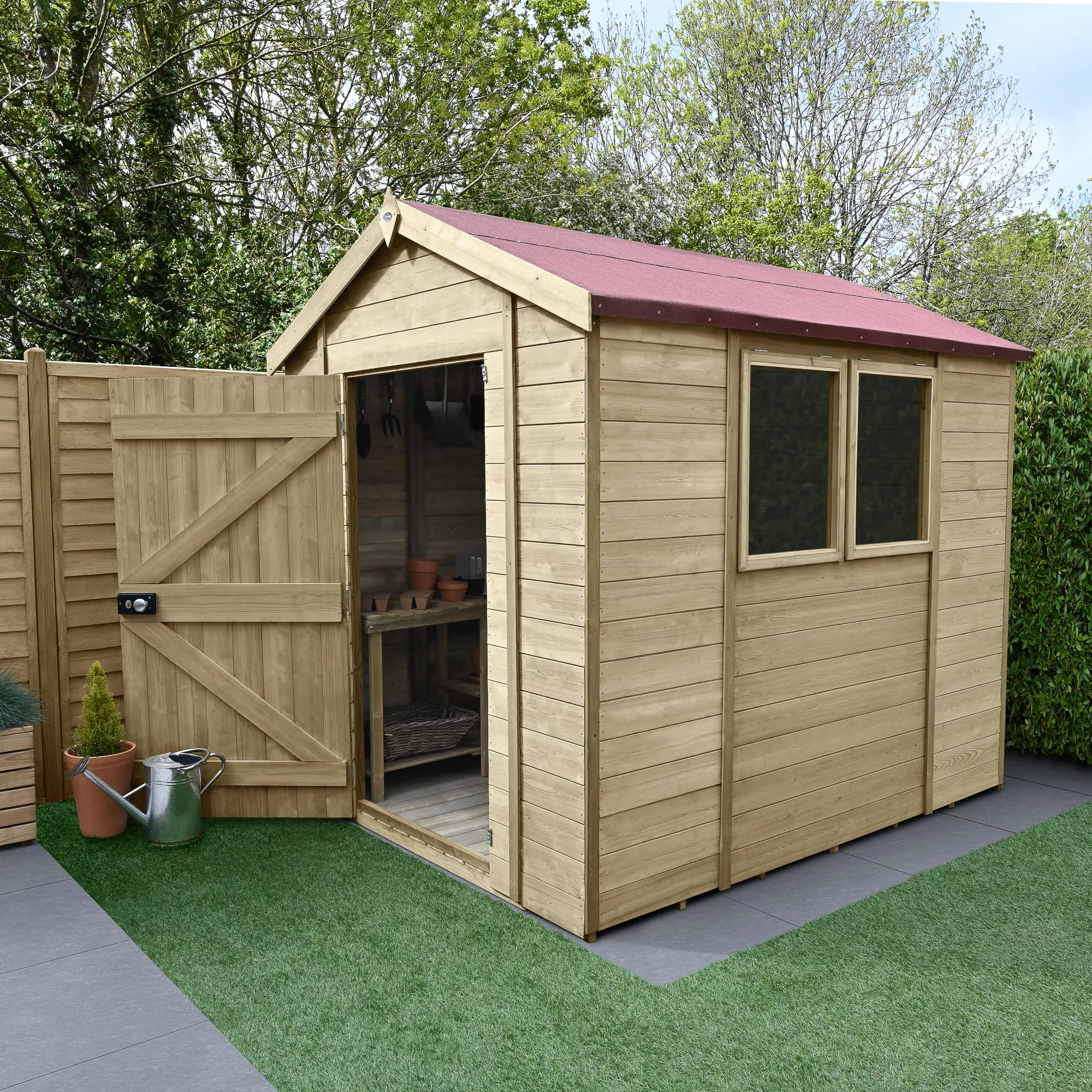 Forest Garden Timberdale 8x6 Ft Apex Tongue & Groove Wooden Shed With Floor (Base Included) 1 Forest Garden Timberdale 8x6 Ft Apex Tongue & Groove Wooden Shed With Floor (Base Included)