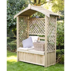 Forest Lyon Lattice Arbour, (H)2000mm (W)1560mm (D)670mm - Assembly Required -Plant Garden World forest lyon lattice arbour h 2000mm w 1560mm d 670mm assembly required5013053154694 02i