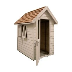 Forest Retreat 6X4 Apex Pressure Treated Overlap Cream Shed With Floor - Assembly Service Included -Plant Garden World forest retreat 6x4 apex pressure treated overlap cream shed with floor assembly service included5013053176528 02c bq