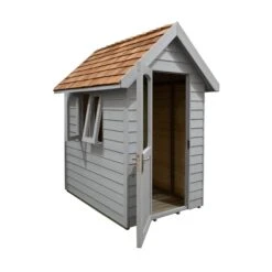 Forest Retreat 6X4 Apex Pressure Treated Overlap Grey Shed With Floor - Assembly Service Included -Plant Garden World forest retreat 6x4 apex pressure treated overlap grey shed with floor assembly service included5013053176504 02c bq