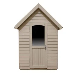 Forest Retreat 8x5 Apex Pressure Treated Overlap Cream Shed With Floor - Assembly Service Included -Plant Garden World forest retreat 8x5 apex pressure treated overlap cream shed with floor assembly service included5013053176535 03c bq