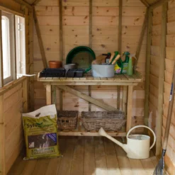 Forest Retreat 8x5 Apex Pressure Treated Overlap Cream Shed With Floor - Assembly Service Included -Plant Garden World forest retreat 8x5 apex pressure treated overlap cream shed with floor assembly service included5013053176535 36c bq