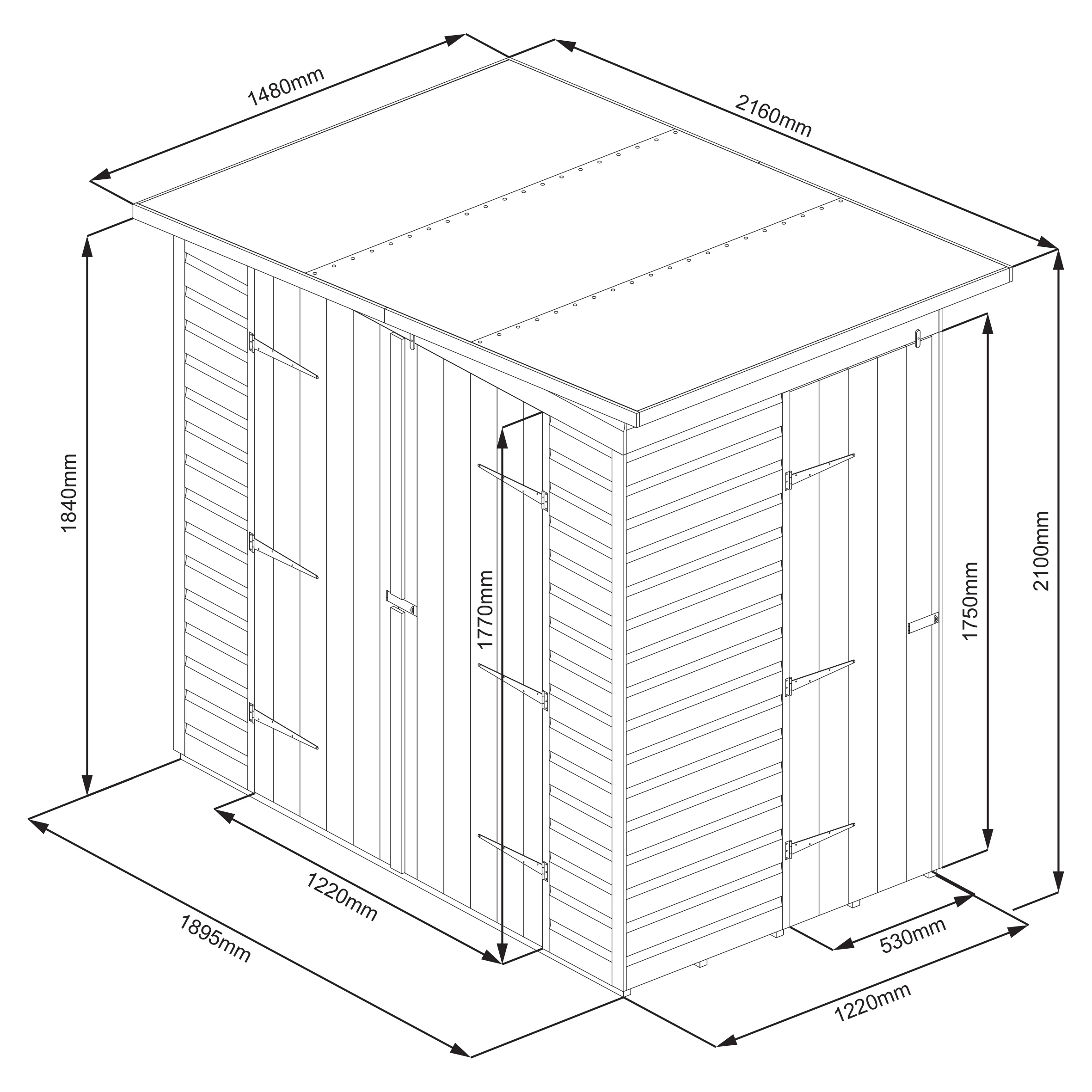 GoodHome Clapperton 6x4 Ft Pent Shiplap Wooden 2 Door Shed With Floor (Base Included) - Assembly Service Included 7 GoodHome Clapperton 6x4 Ft Pent Shiplap Wooden 2 Door Shed With Floor (Base Included) - Assembly Service Included - Image 7