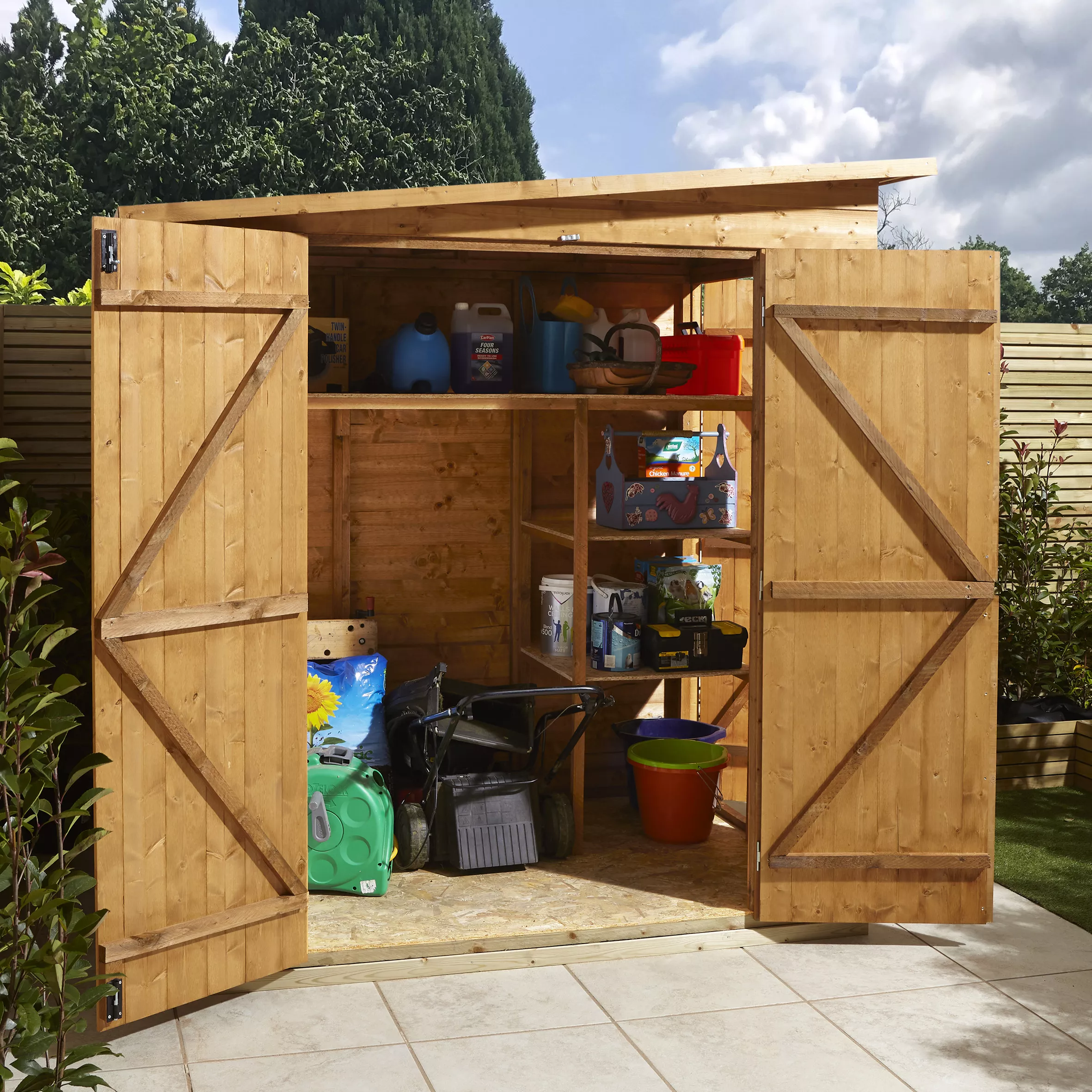 GoodHome Clapperton 6x4 Ft Pent Shiplap Wooden 2 Door Shed With Floor (Base Included) - Assembly Service Included 5 GoodHome Clapperton 6x4 Ft Pent Shiplap Wooden 2 Door Shed With Floor (Base Included) - Assembly Service Included - Image 5