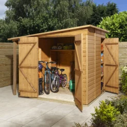 GoodHome Clapperton 8x6 Pent Dip Treated Shiplap Shed With Floor (Base Included) -Plant Garden World goodhome clapperton 8x6 pent dip treated shiplap shed with floor base included 5059340270180 03i