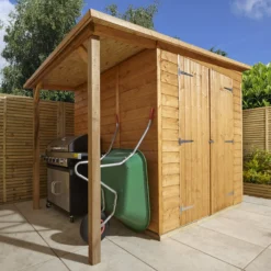 GoodHome Clapperton 8x6 Pent Dip Treated Shiplap Shed With Floor -Plant Garden World goodhome clapperton 8x6 pent dip treated shiplap shed with floor5059340270173 09i