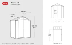 Keter Darwin 6x4 Grey Plastic Shed With Floor (Base Included) -Plant Garden World keter darwin 6x4 grey plastic shed with floor base included 7290112634634 01t