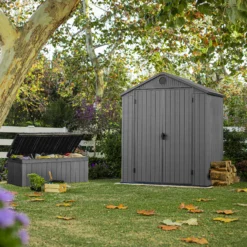 Keter Darwin 6x4 Grey Plastic Shed With Floor (Base Included) -Plant Garden World keter darwin 6x4 grey plastic shed with floor base included 7290112634634 02i
