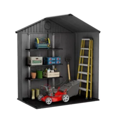 Keter Darwin 6x4 Grey Plastic Shed With Floor (Base Included) -Plant Garden World keter darwin 6x4 grey plastic shed with floor base included 7290112634634 04t