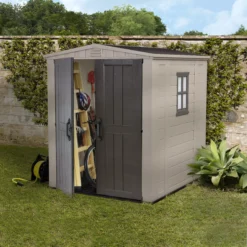 Keter Factor 6x6 Apex Beige Plastic Shed With Floor -Plant Garden World keter factor 6x6 apex beige plastic shed with floor7290103664930 01i