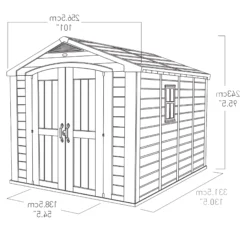 Keter Factor 8x11 Ft Apex Beige Plastic 2 Door Shed With Floor (Base Included) -Plant Garden World keter factor 8x11 ft apex beige plastic 2 door shed with floor base included 7290103664961 01t bq
