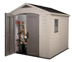 Keter Factor 8x8 Apex Beige Plastic Shed With Floor -Plant Garden World keter factor 8x8 apex beige plastic shed with floor7290103664954 22c