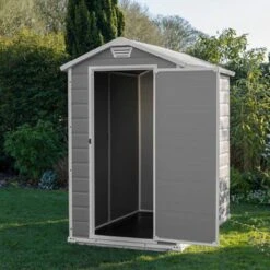 Keter Manor 6x4 Ft Gable Grey Plastic Shed With Floor -Plant Garden World keter manor 6x4 ft gable grey plastic shed with floor7290103660352 03i BQ
