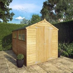 Mercia 10x6 Ft Apex Overlap Wooden 2 Door 4 Windows Shed With Floor -Plant Garden World mercia 10x6 ft apex overlap wooden 2 door 4 windows shed with floor5029442074412 01i