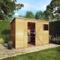 Mercia 10x6 Ft Pent Overlap Wooden 2 Windows Shed With Floor