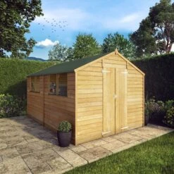 Mercia 12x8 Ft Apex Overlap Wooden 2 Door 4 Windows Shed With Floor -Plant Garden World mercia 12x8 ft apex overlap wooden 2 door 4 windows shed with floor5029442075136 01i