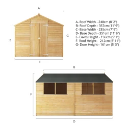 Mercia 12x8 Ft Apex Overlap Wooden 2 Door 4 Windows Shed With Floor -Plant Garden World mercia 12x8 ft apex overlap wooden 2 door 4 windows shed with floor5029442075136 01t