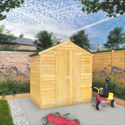 Mercia 6x4 Ft Apex Overlap Wooden 2 Door Shed With Floor -Plant Garden World mercia 6x4 ft apex overlap wooden 2 door shed with floor5029442090993 01i