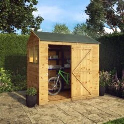Mercia 7x5 Ft Reverse Apex Tongue & Groove Wooden 2 Windows Shed With Floor -Plant Garden World mercia 7x5 ft reverse apex tongue groove wooden 2 windows shed with floor5029442006468 02i bq