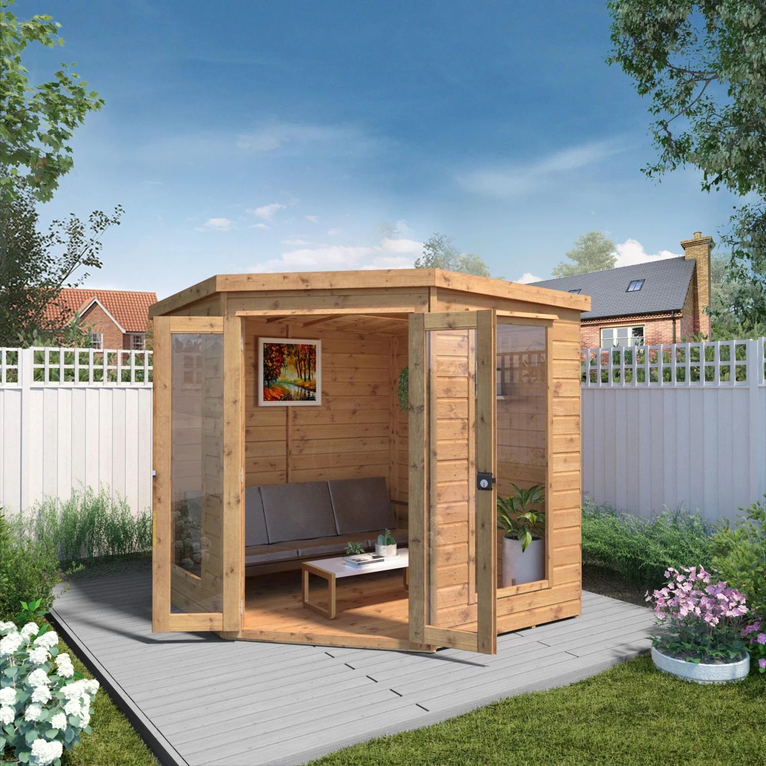 Mercia 7x7 Pent Shiplap Summer House With Double Door 1 Mercia 7x7 Pent Shiplap Summer House With Double Door
