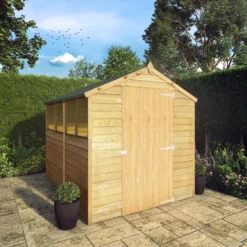 Mercia 8x6 Ft Apex Overlap Wooden 4 Windows Shed With Floor -Plant Garden World mercia 8x6 ft apex overlap wooden 4 windows shed with floor5029442085463 01i