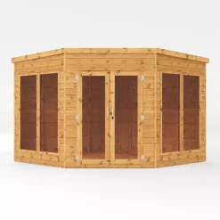 Mercia Corner 9x9 Ft Flat Shiplap Wooden Summer House With Double Door -Plant Garden World mercia corner 9x9 ft flat shiplap wooden summer house with double door5029442088563 02c