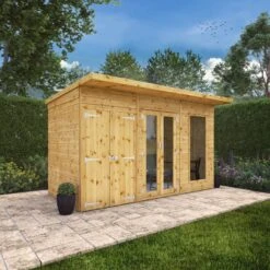 Mercia Maine 12x6 Ft Pent Shiplap Wooden Summer House With Double Door -Plant Garden World mercia maine 12x6 ft pent shiplap wooden summer house with double door5029442008905 01i
