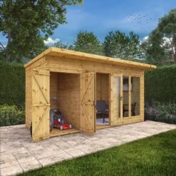 Mercia Maine 14x6 Ft Pent Shiplap Wooden Summer House With Double Door -Plant Garden World mercia maine 14x6 ft pent shiplap wooden summer house with double door5029442008721 02i