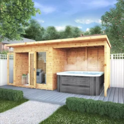 Mercia Maine 16x6 Ft Pent Shiplap Wooden Summer House With Double Door -Plant Garden World mercia maine 16x6 ft pent shiplap wooden summer house with double door5029442008714 02i