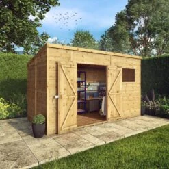 Mercia Premium 12x8 Ft Pent Shiplap Wooden 2 Door Shed With Floor