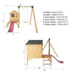 Mercia Snug Wooden Swing Set & Slide -Plant Garden World mercia snug wooden swing set slide5029442008264 01t