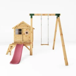 Mercia Snug Wooden Swing Set & Slide -Plant Garden World mercia snug wooden swing set slide5029442008264 02c