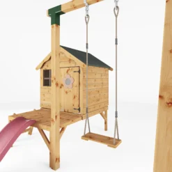 Mercia Snug Wooden Swing Set & Slide -Plant Garden World mercia snug wooden swing set slide5029442008264 05c