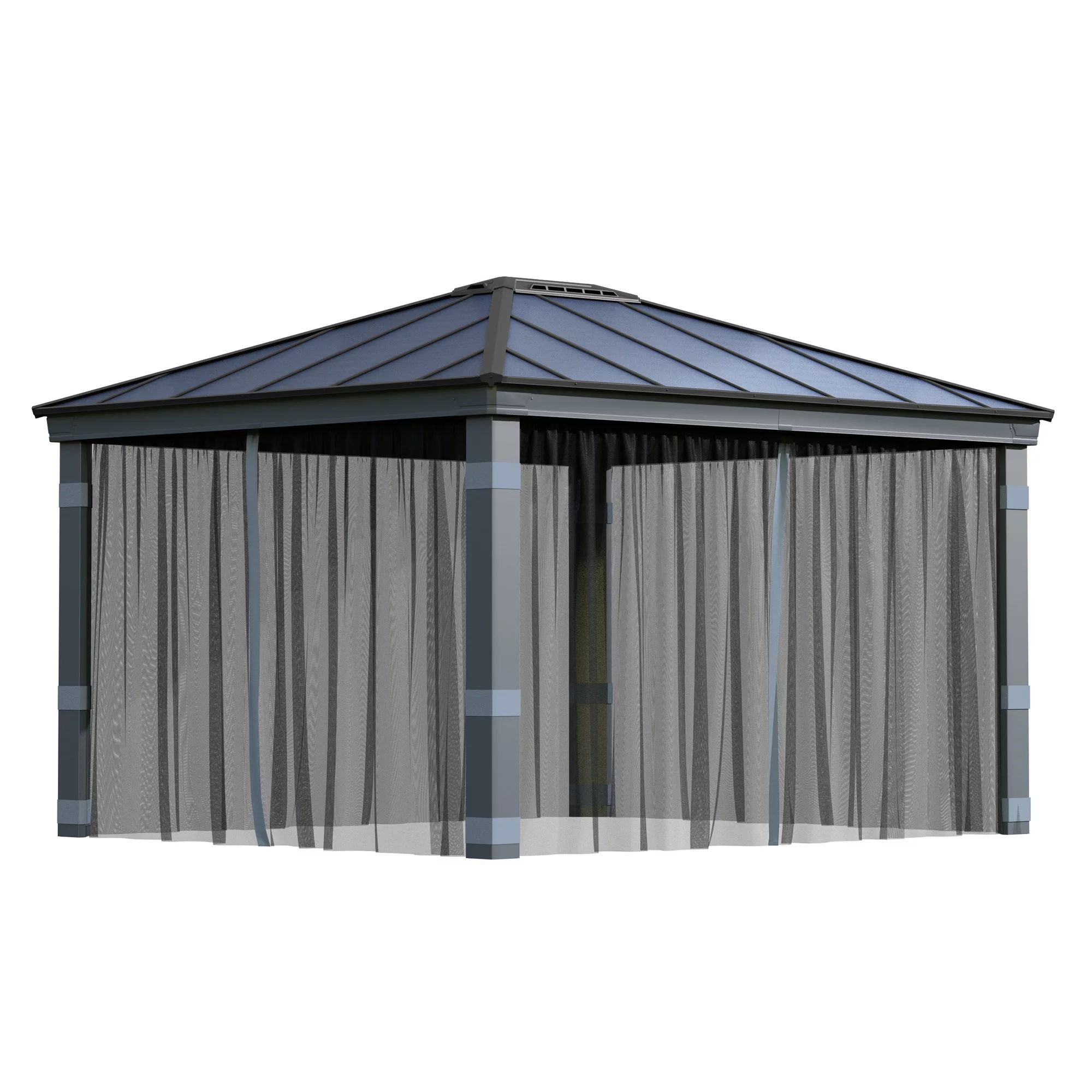 Palram - Canopia Dallas Grey Polyester (PES) Gazebo Netting, Pack Of 4 (L)2120mm (W)4090mm 1 Palram - Canopia Dallas Grey Polyester (PES) Gazebo Netting, Pack Of 4 (L)2120mm (W)4090mm