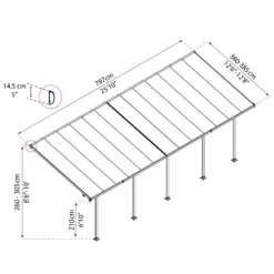 Palram - Canopia Feria Grey Non-retractable Awning, (L)7.87m (H)3.05m (W)3.85m -Plant Garden World palram canopia feria grey non retractable awning l 7 87m h 3 05m w 3 85m7290108134865 01t bq