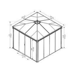 Palram - Canopia Ledro Grey Rectangular Gazebo, (W)2.95m (D)2.95m - Assembly Required -Plant Garden World palram canopia ledro grey rectangular gazebo w 2 95m d 2 95m assembly required7290108136524 01t bq