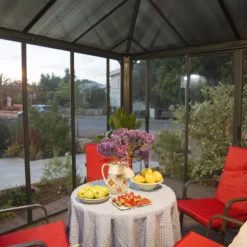 Palram - Canopia Ledro Grey Rectangular Gazebo, (W)2.95m (D)2.95m - Assembly Required -Plant Garden World palram canopia ledro grey rectangular gazebo w 2 95m d 2 95m assembly required7290108136524 02i bq