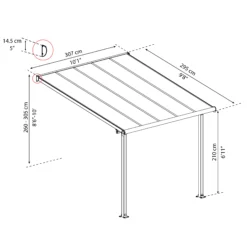 Palram - Canopia Olympia Grey Non-retractable Awning, (L)3.07m (H)3.05m (W)2.95m -Plant Garden World palram canopia olympia grey non retractable awning l 3 07m h 3 05m w 2 95m7290108133967 01t bq