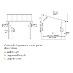 Palram - Canopia Olympia Grey Non-retractable Awning, (L)3.07m (H)3.05m (W)2.95m -Plant Garden World palram canopia olympia grey non retractable awning l 3 07m h 3 05m w 2 95m7290108133967 02t bq