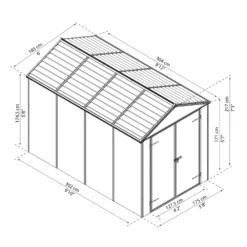 Palram - Canopia Rubicon 6x10 Apex Dark Grey Plastic Shed With Floor -Plant Garden World palram canopia rubicon 6x10 apex dark grey plastic shed with floor7290108603415 01t BQ