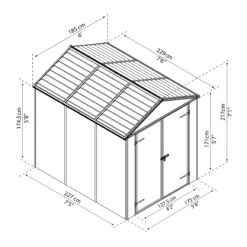 Palram - Canopia Rubicon 6x8 Apex Dark Grey Plastic Shed With Floor -Plant Garden World palram canopia rubicon 6x8 apex dark grey plastic shed with floor7290108603408 01t BQ